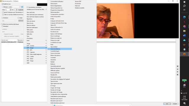 Menu desbalises EXIF Dispo dans le renommage par lot