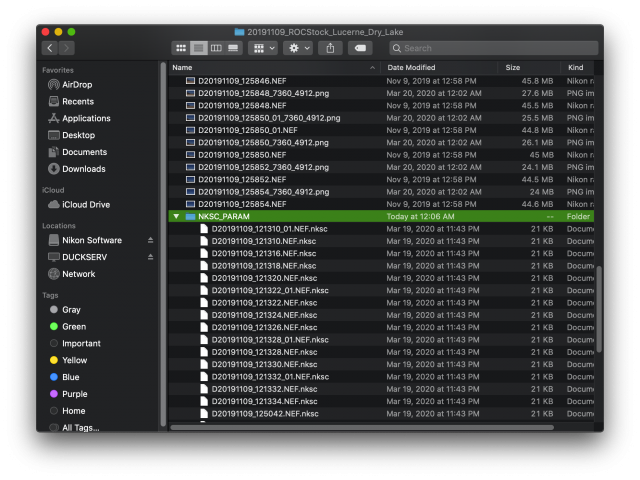 directory structure with Nikon NKSC_PARAM files